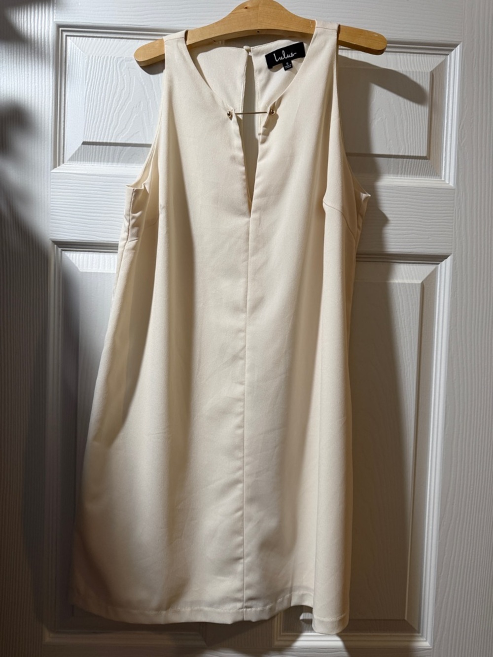 Lulu's Cream Sleeveless V-Neck Shift Mini Dress